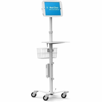 IPAD 10TH-11TH (A16) GEN SPACE ENCLOSURE MEDICAL ROLLING CART WHITE