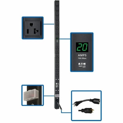 Tripp Lite by Eaton PDU 2kW Single-Phase Local Metered PDU 100-127V Outlets (14 5-15/20R) L5-20P/5-20P adapter 0U Vertical 36 in. Height