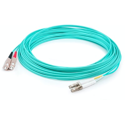 AddOn 77m SC to LC Aqua OM4 Duplex LSZH Fiber Patch Cable