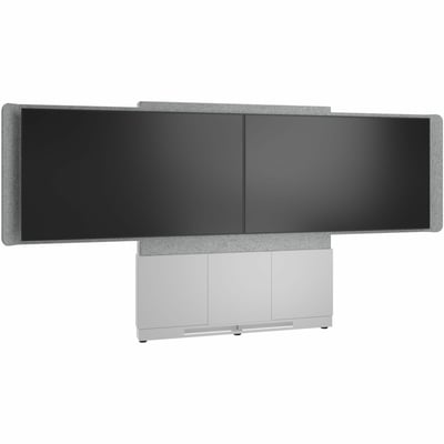 Middle Atlantic Forum Series 4RU Floor-to-Wall Mounted 3-Bay Dual Display Stand - Light Finish