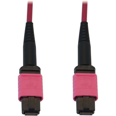 Eaton Tripp Lite Series 100G Multimode 50/125 OM4 Fiber Optic Cable (12F MTP/MPO-PC F/F), LSZH, Magenta, 1 m (3.3 ft.)