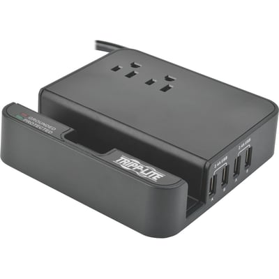 Tripp Lite by Eaton Personal Desktop Charging Station with 2-Outlet Surge Protector 6 ft. (1.83 m) Cord 1080 Joules 4 x USB (4.8A total)