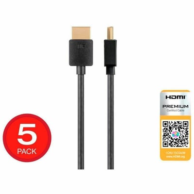 MONOPRICE 4K SLIM CERTIFIED PREMIUM HIGH SPEED HDMI CABLE 6FT - 18GBPS BLACK - 5