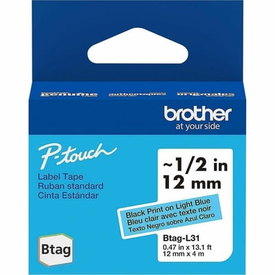 12MM 4M BTAG BLACK ON BLUE UNLAMINATED