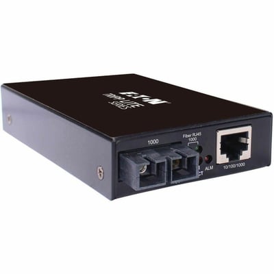 Tripp Lite by Eaton Hardened Gigabit Fiber to Ethernet Media Converter, 10/100/1000 Mbps, RJ45/SC Singlemode, -10 to 60C, 10 km (6.2 mi.)
