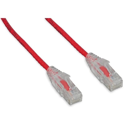 CAT6 SLIM 28AWG CLEAR SNAGLESS MOLDED BOOT UTP 15FT RED