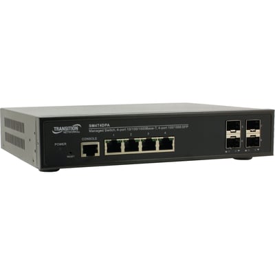 Managed Layer 2 Gigabit Ethernet Switch 4 10/100/1000Base-T Ports + 4 100/1000Base-X SFP Slots