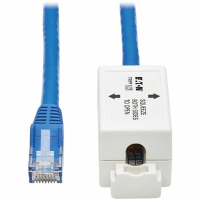 Tripp Lite by Eaton Cat6a Keystone Jack Cable Assembly - Shielded PoE+ RJ45 M/F 18-in. (45.72 cm) Blue