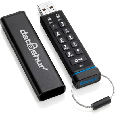 iStorage datAshur 8 GB Secure Flash Drive | FIPS 140-2 Level 3 Certified | PIN protected | Dust & Water Resistant | Portable | Hardware Encryption | USB 2.0
