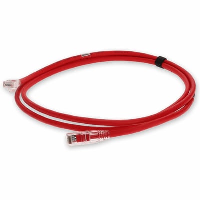 AddOn 6ft Red CAT 6A Shielded PVC Ethernet Cable Snagless Easy Clear Boot RJ-45 M/M