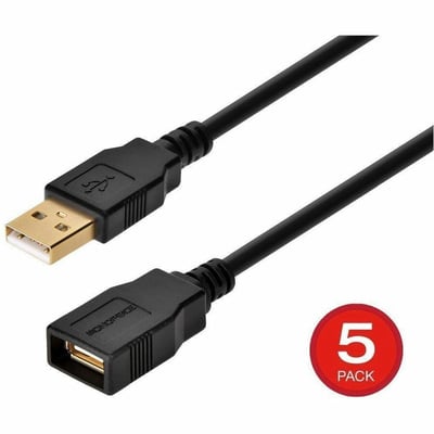 THIS CABLE FEATURES A STANDARD USB TYPE-A MALE CONNECTOR ON ONE END AND A TYPE-A