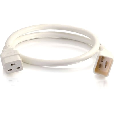 C2G 10ft 12AWG Power Cord (IEC320C20 to IEC320C19) - White
