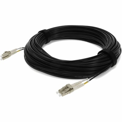 AddOn 15m LC to LC Black OM4 Duplex OFNR (Riser-Rated) Fiber Patch Cable