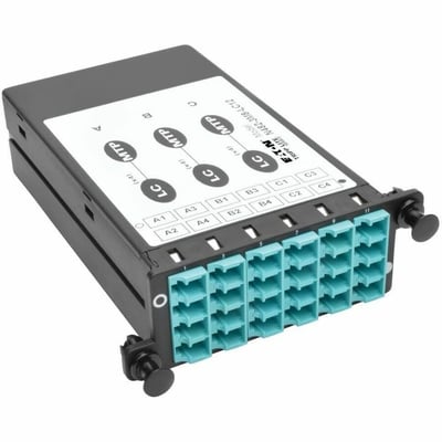 Tripp Lite by Eaton 40/100Gb Breakout Cassette 40Gb to 4 x 10Gb 100Gb to 4 x 25Gb (x3) 8-Fiber OM4 MTP/MPO (Male with Pins) to (x12) LC Duplex Type-B Polarity