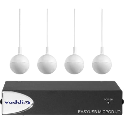 Vaddio EasyUSB MicPOD I/O Interface - With Four CeilingMIC Conference Microphones - White