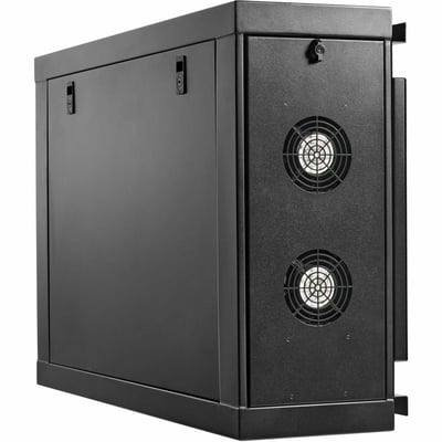 WALL-MOUNT MINI RACK ENCLOSURE 4U LOW-PROFILE SIDE-MOUNT BLACK