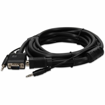 15ft VGA Male to VGA Male Black Cable Which Includes 3.5mm Audio Port For Resolution Up to 1920x1200 (WUXGA)