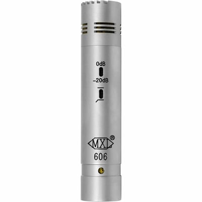 MXL Microphones 606 Condenser Microphone for Recording, Drum, Guitar, Piano, Percussion, String Instrument, Studio - Silver