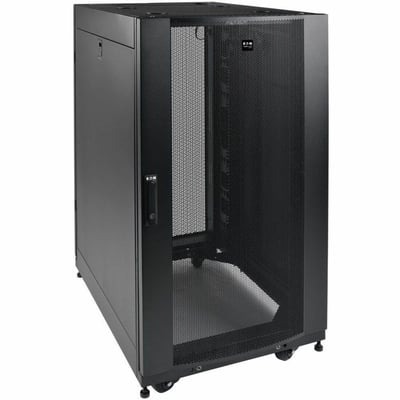 Tripp Lite by Eaton 25U SmartRack Shallow-Depth Half-Height Rack Enclosure Doors Side Panels Heavy-Duty Casters
