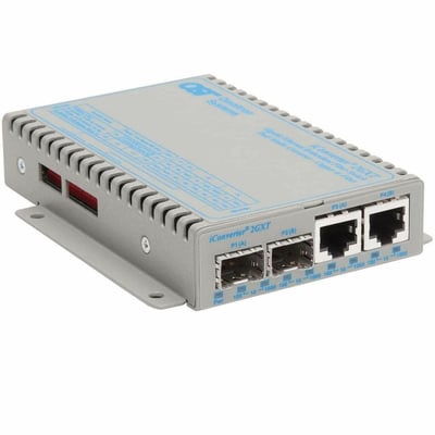 10/100/1000 DUAL CHANNEL MEDIA CONVERTER 2X RJ45 2X SFP AC -40-75C