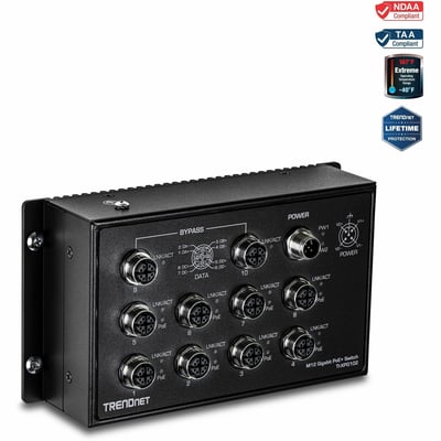 10-PORT INDUSTRIAL EN 50155 M12 GIGABIT POE+ RAILWAY SWITCH