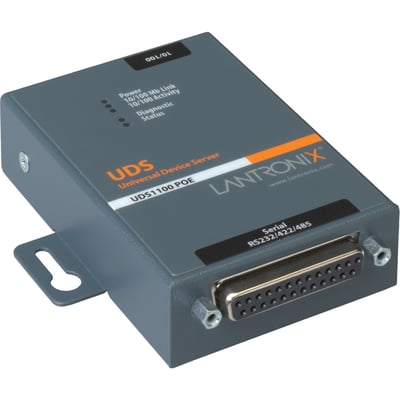 Lantronix One Port Serial (RS232/ RS422/ RS485) to IP Ethernet Device Server with Power Over Ethernet (PoE)