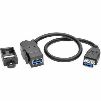 Tripp Lite by Eaton USB 3.0 All-in-One Keystone/Panel Mount Coupler Cable (F/F) Angled Connector Black 1 ft. (0.31 m)