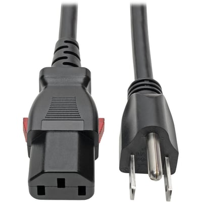 Eaton Tripp Lite Series Computer Power Cord, NEMA 5-15P to Locking C13 - 10A, 125V, 18 AWG, 6 ft. (1.83 m)
