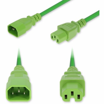 3FT C14 /C15 M/F 14AWG GREEN C-TEMP PVC SJT POWER CABLE