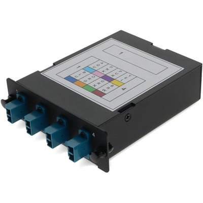 AddOn 4-Bay Cassette 12-Fiber MPO In, 4 LC Duplex Out, Single-mode Duplex OS2
