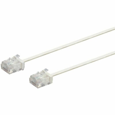 MONOPRICE CAT6 7FT WHITE PATCH CABLE_ UTP_ 32AWG_ 550MHZ_ PURE BARE COPPER_ SNAG