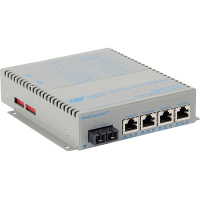 Omnitron Systems OmniConverter GPoE+/SX 4x PoE+ SC Multimode 550m US AC Powered