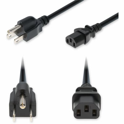AddOn 1ft NEMA 5-15P Male to C13 Female Standard Commercial 18 AWG 125V at 10A PVC SJT (Service Junior Thermoplastic) Black Power Cable