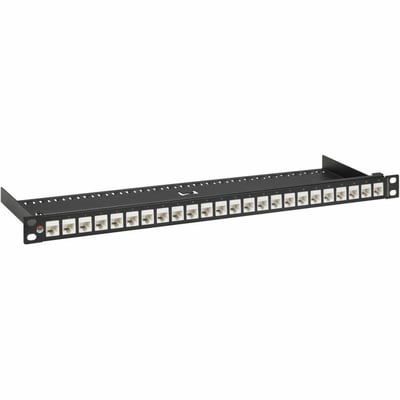 PATCHPANEL 24 PORT - 2/3U - BLA FRAME - WHITE COUPLERS