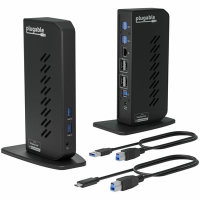 Plugable USB 3 & USB-C Dual 4K Display Docking Station with Displayport and HDMI for Windows & Mac