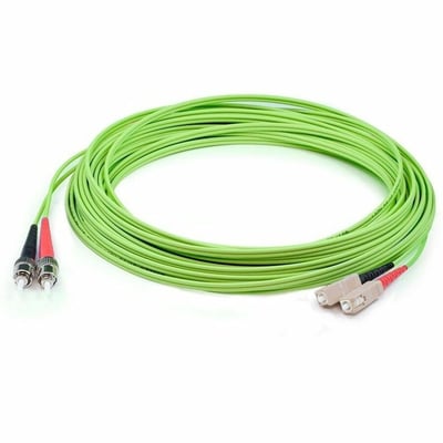 AddOn 1m ST to SC Lime Green OM5 Duplex OFNR (Riser-Rated) Fiber Patch Cable