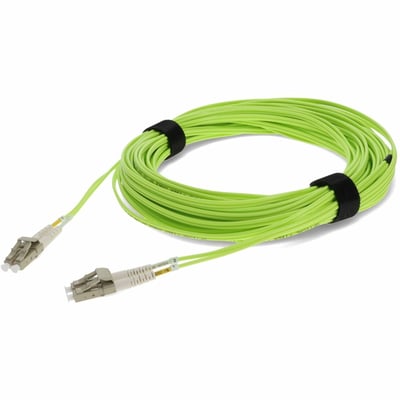 AddOn 12m LC to LC Lime Green OM5 Duplex OFNR (Riser-Rated) Fiber Patch Cable