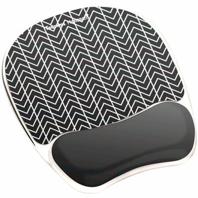 Fellowes Photo Gel Mouse Pad Wrist Rest with Microban - Black Chevron