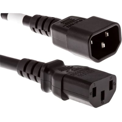 POWER CORD C13 - C14, 18AWG, 10AMP, 250V, SVT JACKET, BLACK, 6FT, IEC C13 TO IEC