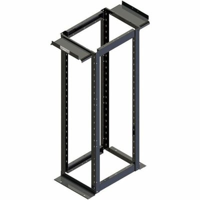 Ortronics MM20 4-Post Rack, 30" , 7 ft, 45 RU, Fixed Taped Rails, Black