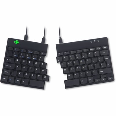 R-GO ERGONOMIC KEYBOARD, SPLIT KEYBOARD WITH BREAK LIGHT, QWERTY (US), BLACK, WI