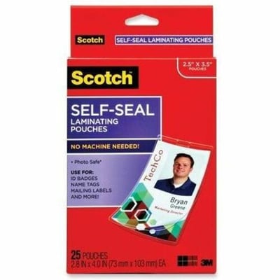 Scotch Self-sealing Laminating Pouch with Clips
