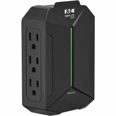 6-OUTLET SURGE PROTECTOR 5-15R 5-15P DIRECT PLUG-IN 490J BLACK