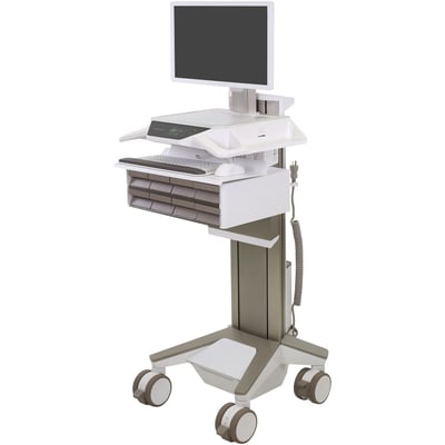 Ergotron CareFit Pro Electric Lift Cart, LiFe Powered, 8 Drawers (4x2), US/CA/MX