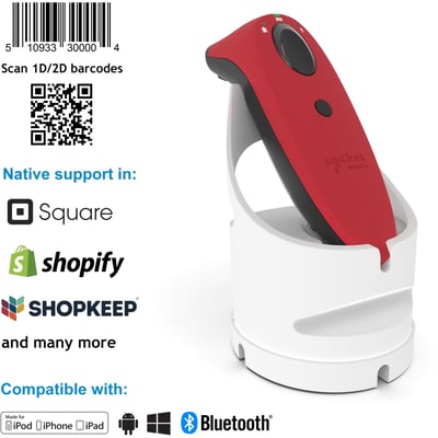 Socket Mobile SocketScan® S740, Universal Barcode Scanner, Red & White Dock