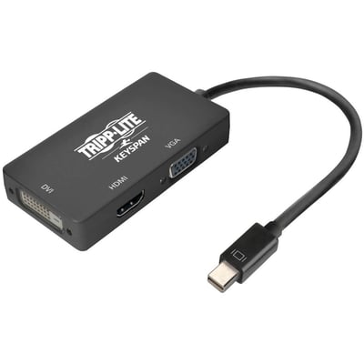 Tripp Lite by Eaton Keyspan Mini DisplayPort to VGA/DVI/HDMI All-in-One Video Converter Adapter 4K 60 Hz HDMI DP 1.2 Black 6 in.