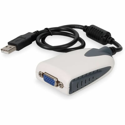 AddOn USB A 2.0 Male to VGA Female Black Adapter