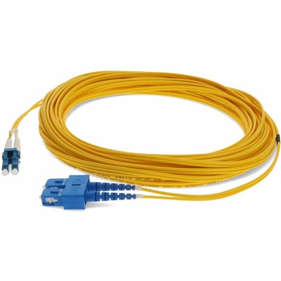 AddOn 17m LC (Male) to SC (Male) Straight Yellow OS2 Duplex Fiber OFNR (Riser-Rated) Patch Cable