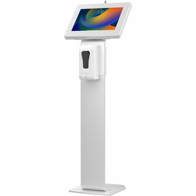 CTA Digital Premium Locking Floor Stand Kiosk with Automatic Soap Dispenser (White)