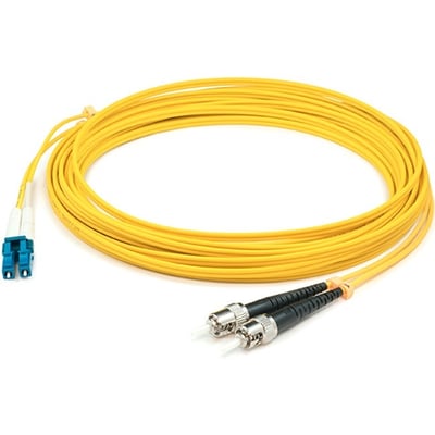 AddOn 37m ST to LC Yellow OS2 Duplex OFNP (Plenum-Rated) SMF Fiber Patch Cable